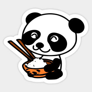 Baby Panda Bear Eating Rice Sticker